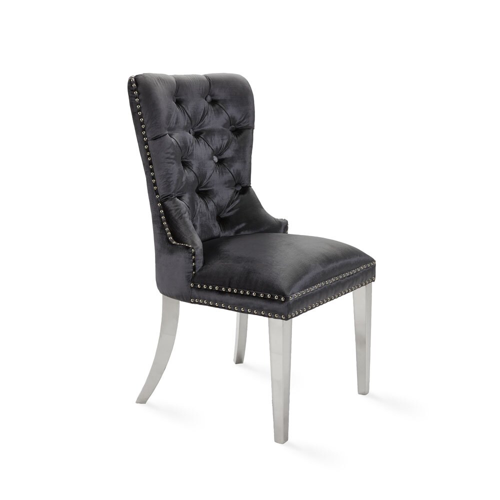 Euphoria Steel Dining Chair: Charcoal Velvet